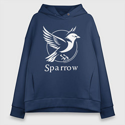 Толстовка оверсайз женская Воробей в полёте, цвет: тёмно-синий