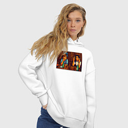 Толстовка оверсайз женская День студента пиксель-арт мем, цвет: белый — фото 2