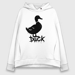 Толстовка оверсайз женская Граффити утка, цвет: белый