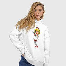 Толстовка оверсайз женская Медсестра блондинка, цвет: белый — фото 2