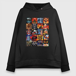 Толстовка оверсайз женская Ария - обложки, цвет: черный