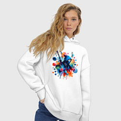 Толстовка оверсайз женская Ninja - watercolor sketch, цвет: белый — фото 2