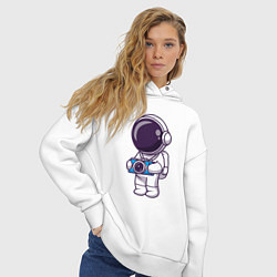 Толстовка оверсайз женская Космонавт фотограф, цвет: белый — фото 2