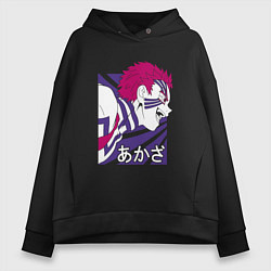 Толстовка оверсайз женская Клинок, рассекающий демонов Аказа, цвет: черный