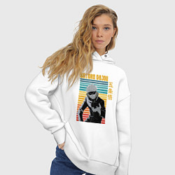 Толстовка оверсайз женская Сатору Годжо полоски, цвет: белый — фото 2