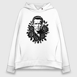 Толстовка оверсайз женская Арнольд Шварценеггер в цветах, цвет: белый