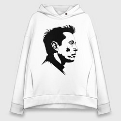 Толстовка оверсайз женская Илон Маск в профиль, цвет: белый