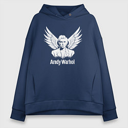 Толстовка оверсайз женская Энди Уорхол с ангельскими крыльями, цвет: тёмно-синий