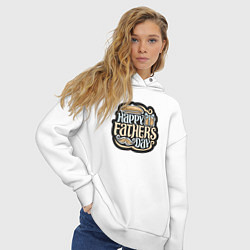 Толстовка оверсайз женская Счастливого дня отца, цвет: белый — фото 2