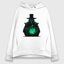 Толстовка оверсайз женская Чумной доктор с колбой, цвет: белый