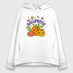 Толстовка оверсайз женская Весёлый хэллоуин, цвет: белый