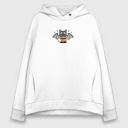 Толстовка оверсайз женская Зелье удачи с летучей мышью, цвет: белый