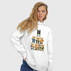 Толстовка оверсайз женская BTS группа из корги, цвет: белый — фото 2