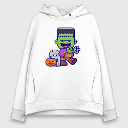 Толстовка оверсайз женская Милый Франкенштейн, цвет: белый