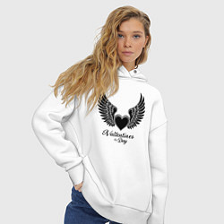 Толстовка оверсайз женская Крылья любви: День святого Валентина, цвет: белый — фото 2