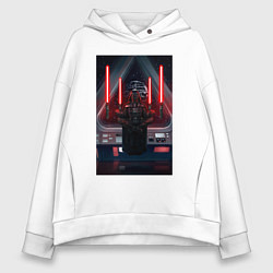 Толстовка оверсайз женская Darth Vader meditating, цвет: белый