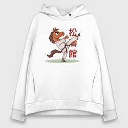 Толстовка оверсайз женская Иго-го каратист, цвет: белый