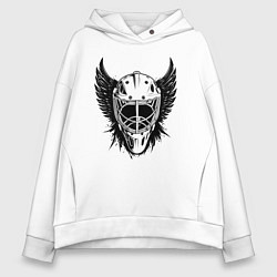 Толстовка оверсайз женская Крылатая хоккейная маска, цвет: белый