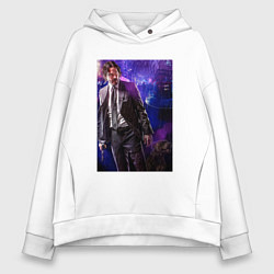 Толстовка оверсайз женская Джон Уик - Киану Ривз, цвет: белый