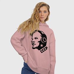 Толстовка оверсайз женская Ленин: музыка СССР, цвет: пыльно-розовый — фото 2