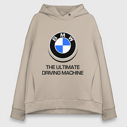 Толстовка оверсайз женская BMW Driving Machine, цвет: миндальный