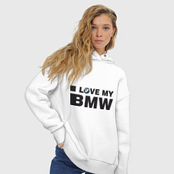 Толстовка оверсайз женская I love my BMW, цвет: белый — фото 2