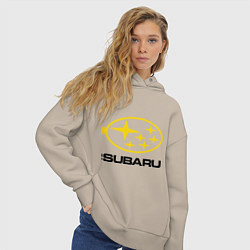 Толстовка оверсайз женская Subaru Logo, цвет: миндальный — фото 2