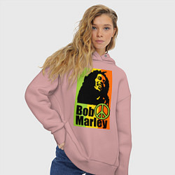 Толстовка оверсайз женская Bob Marley: Jamaica, цвет: пыльно-розовый — фото 2