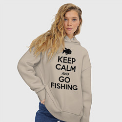 Толстовка оверсайз женская Keep Calm & Go fishing, цвет: миндальный — фото 2
