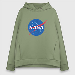 Толстовка оверсайз женская NASA: Logo, цвет: авокадо