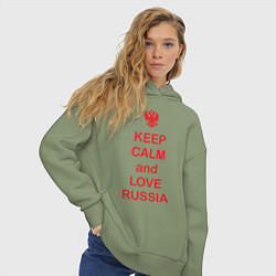 Толстовка оверсайз женская Keep Calm & Love Russia, цвет: авокадо — фото 2