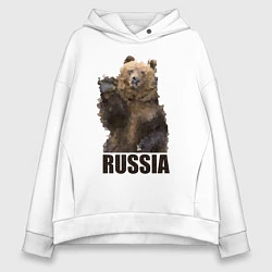 Толстовка оверсайз женская Russia: Poly Bear, цвет: белый