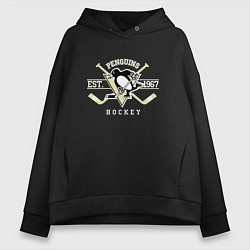 Толстовка оверсайз женская Pittsburgh Penguins: Est.1967, цвет: черный