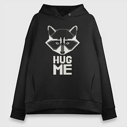 Толстовка оверсайз женская Raccoon: Hug me, цвет: черный