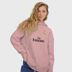 Толстовка оверсайз женская Real Madrid: Fly Emirates, цвет: пыльно-розовый — фото 2