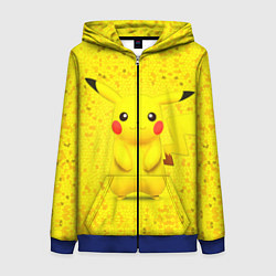 Толстовка на молнии женская Pikachu, цвет: 3D-синий