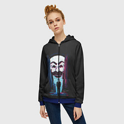 Толстовка на молнии женская Mr Robot: Anonymous, цвет: 3D-синий — фото 2