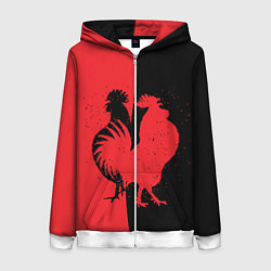 Толстовка на молнии женская Черное и красное, цвет: 3D-белый