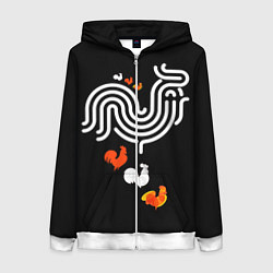 Толстовка на молнии женская Петух: символ 2017, цвет: 3D-белый