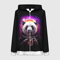 Толстовка на молнии женская Panda Cosmonaut, цвет: 3D-белый