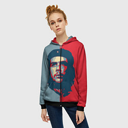 Толстовка на молнии женская Che Guevara, цвет: 3D-черный — фото 2