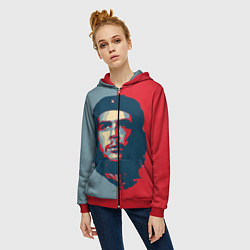 Толстовка на молнии женская Che Guevara, цвет: 3D-красный — фото 2