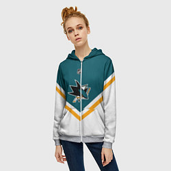 Толстовка на молнии женская NHL: San Jose Sharks, цвет: 3D-меланж — фото 2