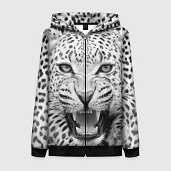 Толстовка на молнии женская Белый леопард, цвет: 3D-черный