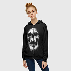 Толстовка на молнии женская Evil Skull, цвет: 3D-черный — фото 2