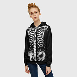 Толстовка на молнии женская Floral Skeleton, цвет: 3D-черный — фото 2