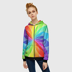 Толстовка на молнии женская Радуга, цвет: 3D-черный — фото 2