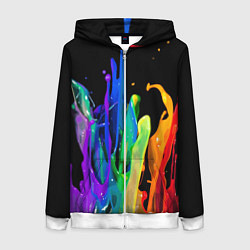 Толстовка на молнии женская Всплеск красок, цвет: 3D-белый