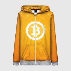 Толстовка на молнии женская Bitcoin Orange, цвет: 3D-меланж