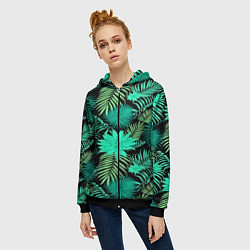 Толстовка на молнии женская Tropical pattern, цвет: 3D-черный — фото 2